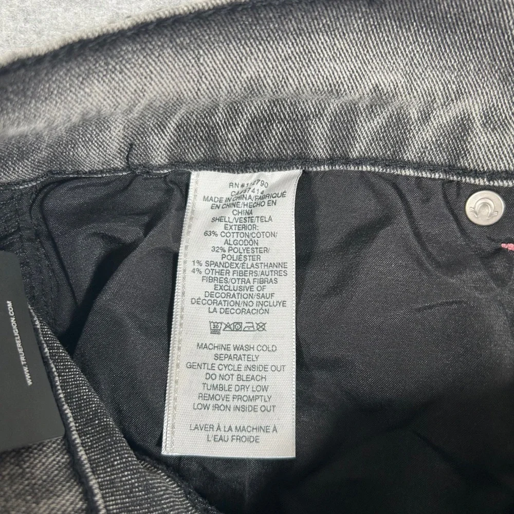 True Religion Ricky Relaxed Straight Jeans Mens 31x34 Gray Wash‎ Distressed NEW